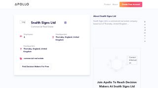 
                            8. Snaith Signs Ltd | Apollo - Apollo.io - Snaith Signs Portal