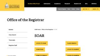 
                            8. SOAR | Office of the Registrar | The University of ... - USM.edu - Southern Miss Soar Portal