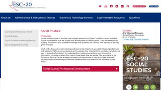 Social Studies - Education Service Center, Region 20 (ESC-20) - Region 20 Portal