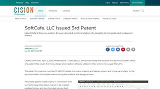 
                            7. SoftCafe, LLC Issued 3rd Patent - PR Newswire - Imenupro Portal