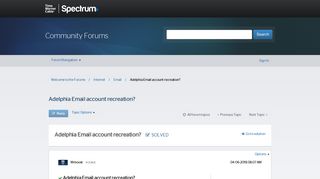 
                            7. Solved: Adelphia Email account recreation? - Welcome to the Forums