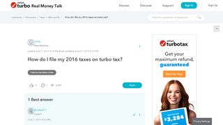 
                            5. Solved: How do I file my 2016 taxes on turbo tax? - Turbotax 2016 Portal