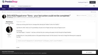 
[SOLVED] Paypal error "Sorry - your last action could not be ...
