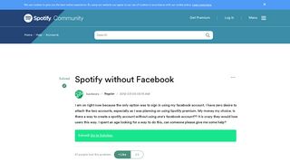 
Solved: Spotify without Facebook - The Spotify Community  

