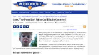 
Sorry, Your Paypal Last Action Could Not Be Completed – We ...
