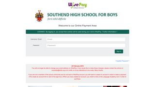 
                            1. Southend High School for Boys - WisePay - Shsb Wisepay Portal