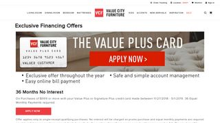 
                            8. Special Financing Options and Plans | Value City Furniture ... - Vcf Comenity Portal