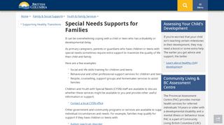 
                            4. Special Needs Supports for Families - Province of British Columbia - My Family Services Bc Portal
