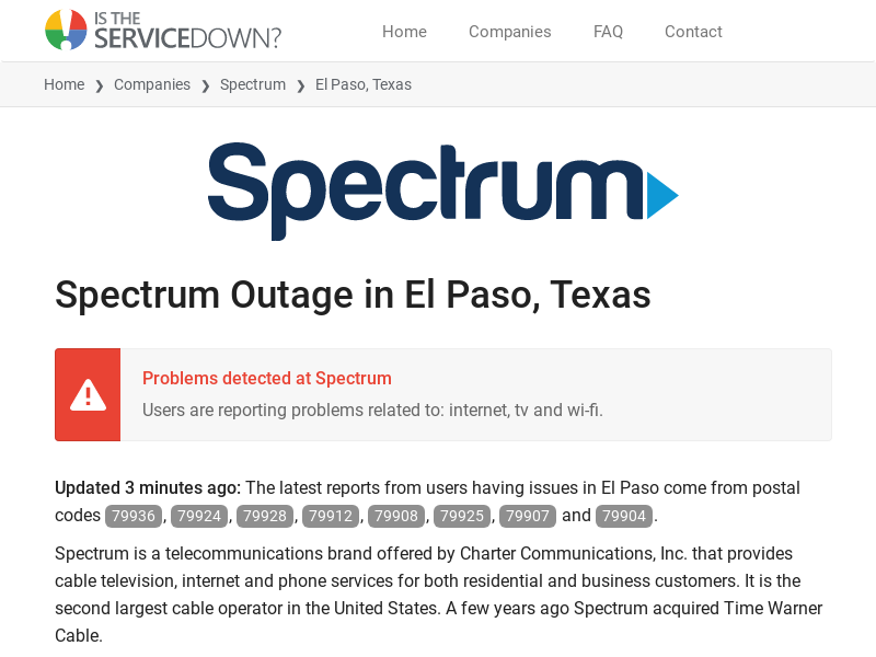 
                            10. Spectrum Outage in El Paso, Texas: Current Problems and ...