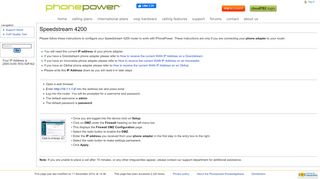 
Speedstream 4200 - PhonePower Knowledge Base  
