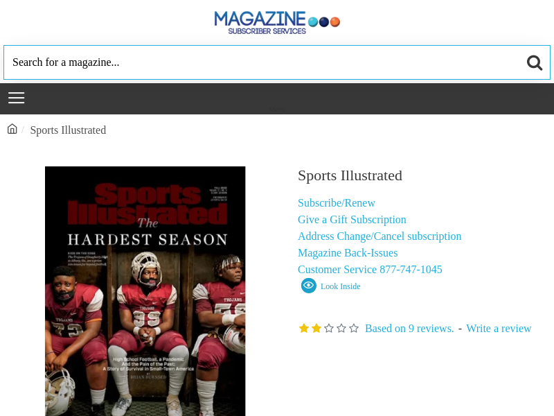 
                            8. Sports Illustrated Magazine Subscriber Services