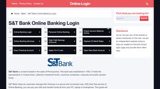 S&T Bank Online Banking Login - Online-Login - S&t Online Banking Portal