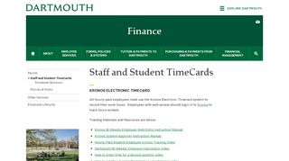 
                            6. Staff and Student TimeCards - Dartmouth College - Dartmouth Employee Self Service Portal