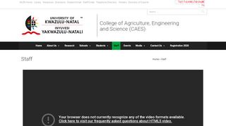 
                            8. Staff - College of Agriculture, Engineering and Science - UKZN - Ukzn Staff Portal