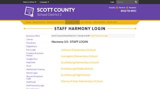 
                            2. Staff Harmony Login - Scott County School District 2 - Connersville High School Harmony Portal