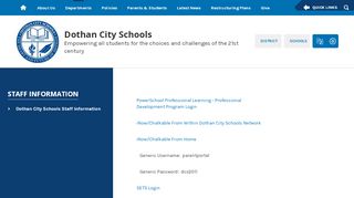 
                            4. Staff Information / Dothan City Schools Staff Information - Classworks Dothan City Schools Portal