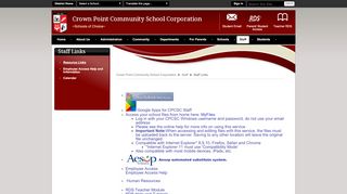 Staff Links / Resource Links - Crown Point Community School - Cps Webmail Portal