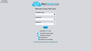 
                            4. Standard Login - Easy Time Clock - Https Easyclocking Com Portal