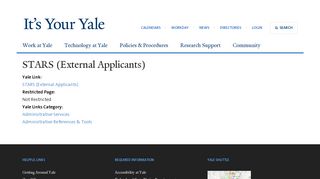 
                            3. STARS (External Applicants) | It's Your Yale - Yale Job Portal