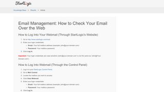 
                            8. StartLogic Knowledgebase Articles- email-management-how ... - Startlogic Email Sign In