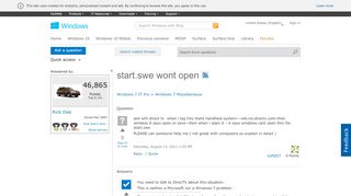 
                            7. start.swe wont open - Technet Microsoft - Wls Rio Portal