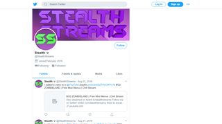 
                            1. Stealth ッ (@StealthStreams) | Twitter - Stealthstreams Sign Up
