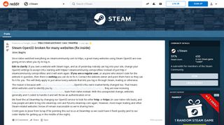 
                            7. Steam OpenID broken for many websites (fix inside) : Steam - Reddit - Https Steamcommunity Com Openid Portal