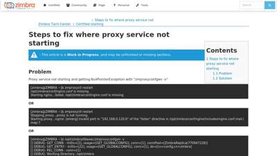 Steps to fix where proxy service not starting - Zimbra ...