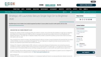
Strategic AR Launches Secure Single Sign-On to Brightree HME
