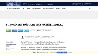 
Strategic AR Solutions sold to Brightree LLC - Kansas City ...
