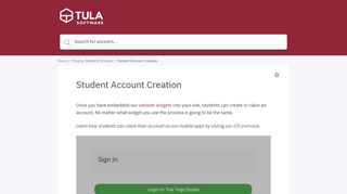 
Student Account Creation - Tula Software Help Center  
