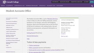 
Student Accounts Office | Cornell College
