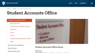 
                            5. Student Accounts Office - Macalester College - Macalester Student Portal