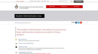 Student Administration Area - UWI, Mona - The University of the West ... - Www Uwi Student Portal