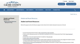 
Student and Parent Resources - Cache County School District
