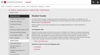 
                            5. Student Center | Registrars Office | Chapman University - My Chapman Portal