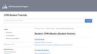
Student: CPM eBooks (Student Version) | CPM Student Tutorials
