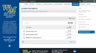 
                            7. Student Documents - West Mifflin Area School District - Powerschool Student Portal Wmasd