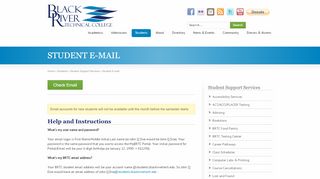 Student E-mail  Black River Technical College