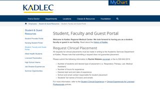 
                            5. Student, Faculty and Guest Portal | Kadlec Regional Medical ...