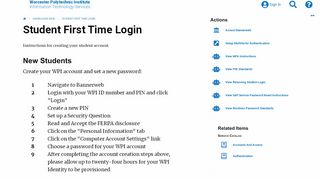 Student First Time Login - WPI ITS | Article - Wpi Bannerweb Portal