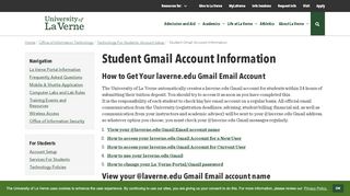Student Gmail Account Information - the University of La Verne - Ulv Portal Sign In