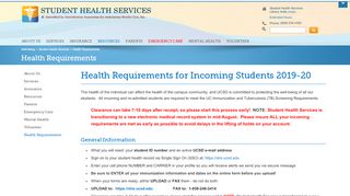 
                            4. Student Health Services - Health Requirements for ... - UCSD Wellness - Ucsd Student Health Portal