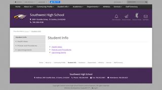 
Student Info - Southwest High School
