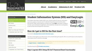 
                            3. Student Information System (SIS) and EasyLogin - Student ... - Manchester Community College Student Portal