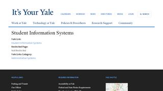 Student Information Systems  It's Your Yale