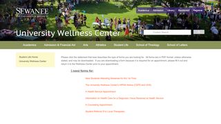 
                            8. Student Life • University Wellness Center • Wellness ... - Sewanee - Sewanee Wellness Center Patient Portal