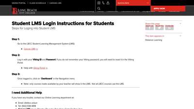 Student LMS Login Instructions for Students - lbcc.edu