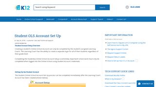 Student OLS Account Set Up - K12 Customer Support - K12ols Student Portal