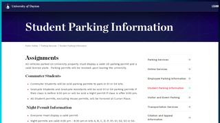 
Student Parking Information : University of Dayton, Ohio
